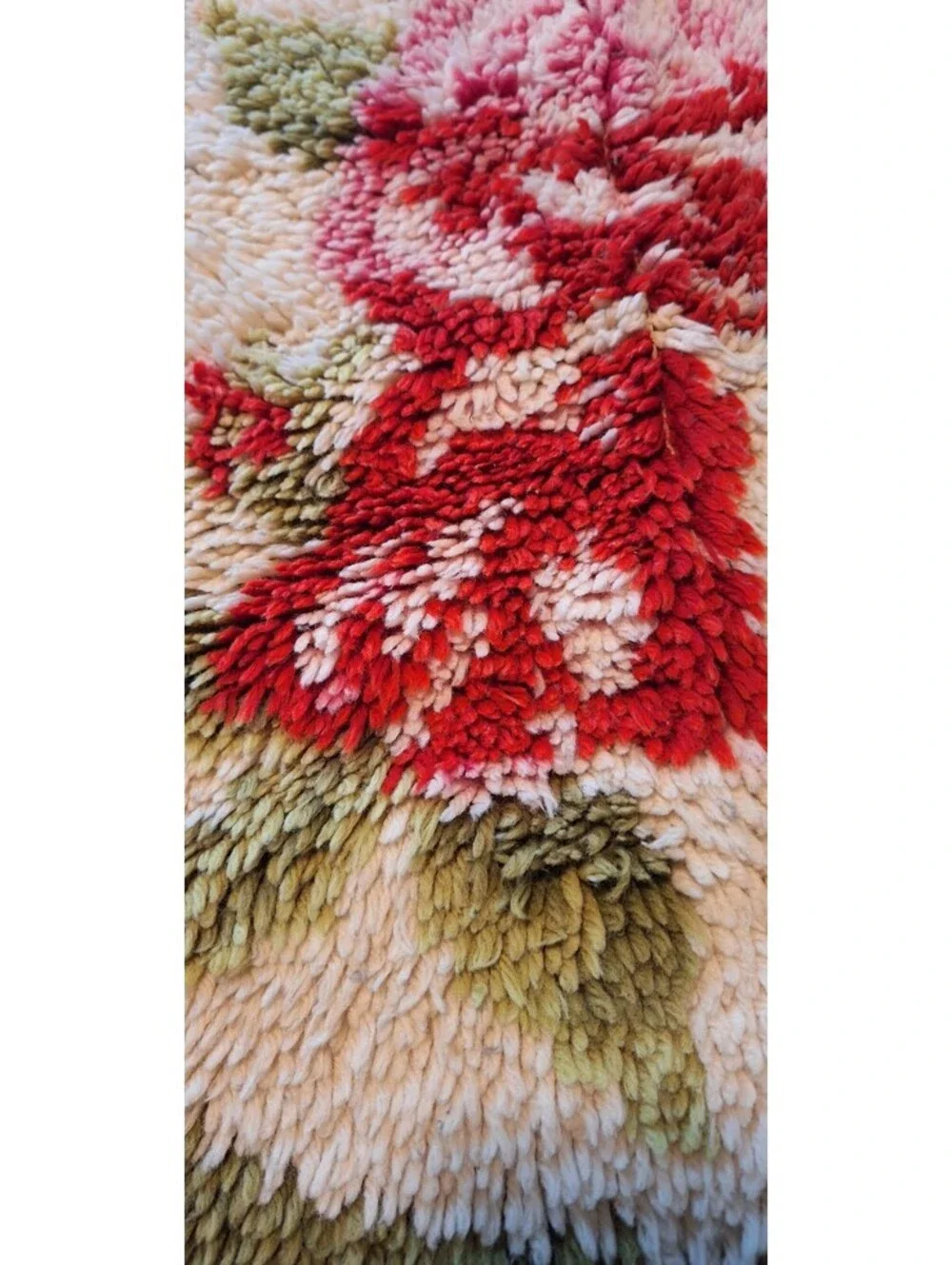 VTG Latch Hook Floral Framed Green Border Rug Granny Cottage Core 19